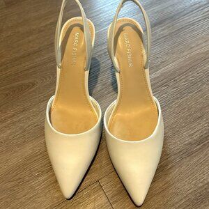 Marc Fisher White Slingback Kitten Heel Pumps – Size 6.5M – Bridal / Wedding – L